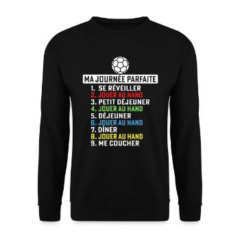 Ma journée parfaite Jouer au handball - Sweat-shirt Unisexe - noir - Devant - Alina (178cm) & Michal (187cm)