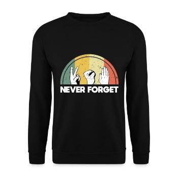 Never Forget Retro Vintage - Unisex Sweatshirt - black - Front - Alina (178cm) & Michal (187cm)