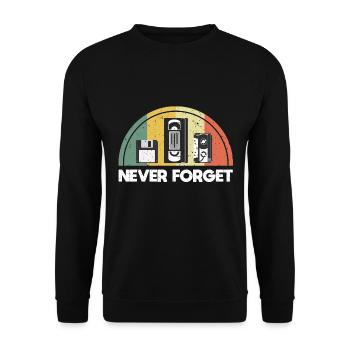 Never Forget Retro Vintage - Unisex Sweatshirt - black - Front - Alina (178cm) & Michal (187cm)