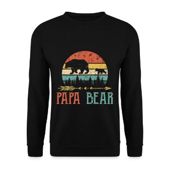 Papa Bär T-Shirt Vintage Papa Wildling Vater - Unisex Pullover - Schwarz - Vorne - Alina (178cm) & Michal (187cm)