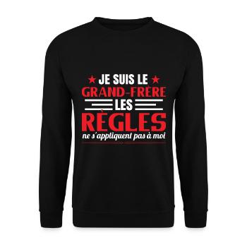 Je Suis Le Grand Frère | Garçons | Grand Frère - Sweat-shirt Unisexe - noir - Devant - Alina (178cm) & Michal (187cm)