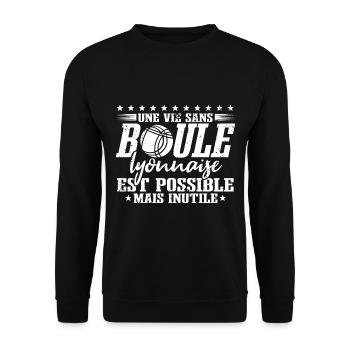 Une Vie Sans Boule Lyonnaise - Sweat-shirt Unisexe - noir - Devant - Alina (178cm) & Michal (187cm)