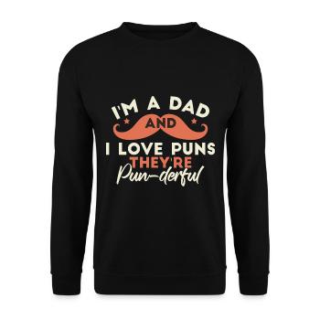 J’adore les jeux de mots | Hommes | Blague de papa - Sweat-shirt Unisexe - noir - Devant - Alina (178cm) & Michal (187cm)