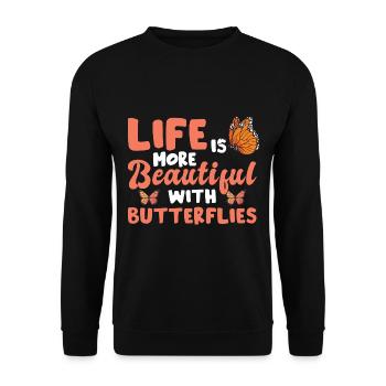 Life Is More Beautiful With Butterflies - Unisex Sweatshirt - black - Front - Alina (178cm) & Michal (187cm)