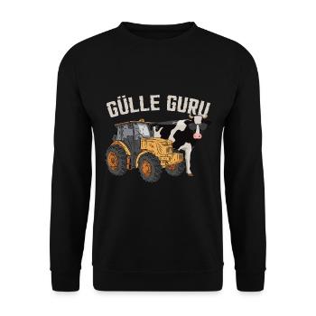 Cow Tractor Funny Farmer Manure - Unisex Sweatshirt - black - Front - Alina (178cm) & Michal (187cm)