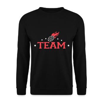 Team Rugby Geschenk Humor Rugbyspieler - Unisex Pullover - Schwarz - Vorne - Alina (178cm) & Michal (187cm)