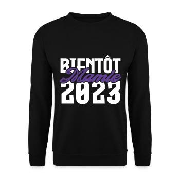 Cadeau Annonce grossesse bientôt Mamie 2023. - Sweat-shirt Unisexe - noir - Devant - Alina (178cm) & Michal (187cm)