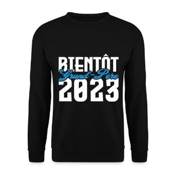Cadeau Annonce grossesse bientôt Grand-père 2023. - Sweat-shirt Unisexe - noir - Devant - Alina (178cm) & Michal (187cm)