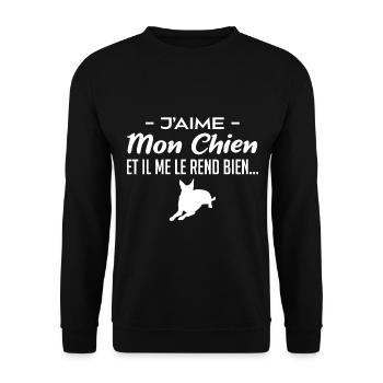 J aime mon chien - Sweat-shirt Unisexe - noir - Devant - Alina (178cm) & Michal (187cm)