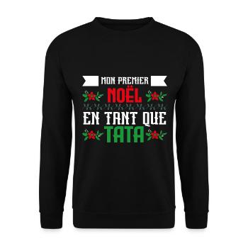 Le premier Noël en tant que tata - Sweat-shirt Unisexe - noir - Devant - Alina (178cm) & Michal (187cm)