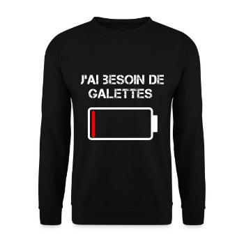 J'ai Besoin De Galettes - Sweat-shirt Unisexe - noir - Devant - Alina (178cm) & Michal (187cm)