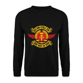 Ich Bin Stolz DDR Ossi Zu Sein - Unisex Pullover - Schwarz - Vorne - Alina (178cm) & Michal (187cm)