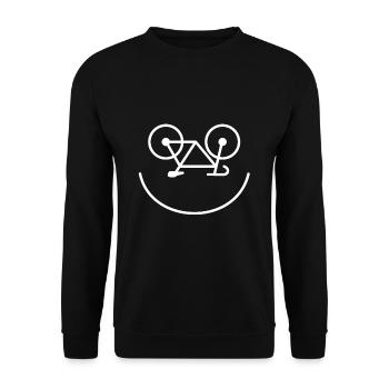 Fahrrad lächeln Fahrradfahrer Radeln Geschenk - Unisex Pullover - Schwarz - Vorne - Alina (178cm) & Michal (187cm)