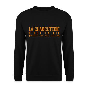 La Charcuterie c'est la vie. cadeau charcuterie. - Sweat-shirt Unisexe - noir - Devant - Alina (178cm) & Michal (187cm)