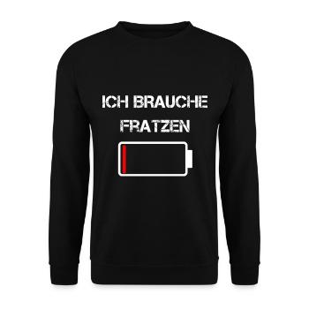 Sächsische Küche | Ich brauche Fratzen - Unisex Pullover - Schwarz - Vorne - Alina (178cm) & Michal (187cm)
