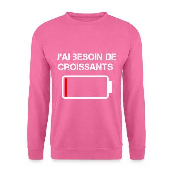 J'ai Besion De Croissants - Sweat-shirt Unisexe - rose - Devant