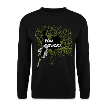 You Suck Pleco Keeper Plecostomus Gold Design - Unisex Sweatshirt - black - Front - Alina (178cm) & Michal (187cm)
