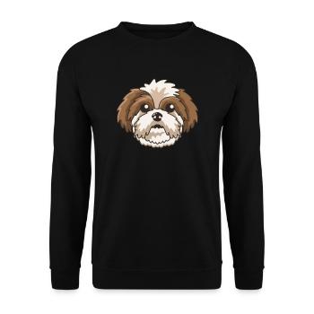 Shih Tzu Furry Head - Cute Funny Dog Owner Gift - Unisex Sweatshirt - black - Front - Alina (178cm) & Michal (187cm)