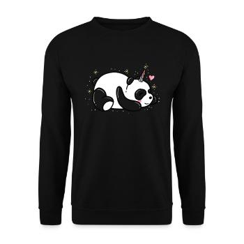 Pandicorn - niedliches Panda-Einhorn Pandacorn-Geschenk - Unisex Pullover - Schwarz - Vorne - Alina (178cm) & Michal (187cm)