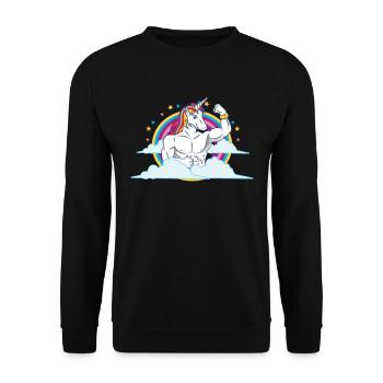 Unicorn Muscles - Funny Fitness Gym Rainbow Gift - Unisex Sweatshirt - black - Front - Alina (178cm) & Michal (187cm)