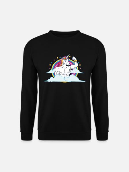 Einhorn-Muskeln - lustiges Fitness-Gym-Regenbogen-Geschenk - Unisex Pullover - Schwarz