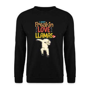 Cooles und lustiges Dab Dance Lama - Lama Spruch - Unisex Pullover - Schwarz - Vorne - Alina (178cm) & Michal (187cm)