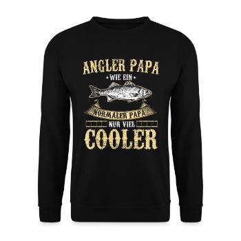 Angler Papa wie ein normaler Papa nur viel cooler - Unisex Pullover - Schwarz - Vorne - Alina (178cm) & Michal (187cm)