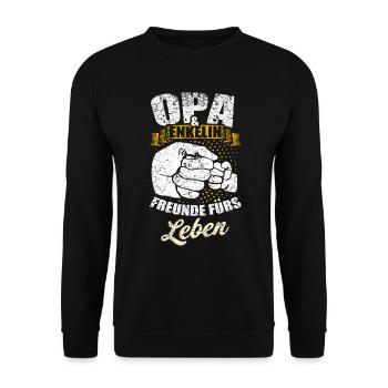 Opa & Enkelin - Unisex Pullover - Schwarz - Vorne - Alina (178cm) & Michal (187cm)