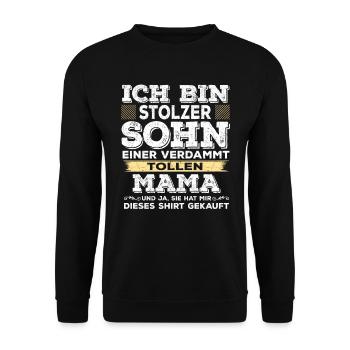 Stolzer Sohn einer verdammt tollen Mama - Unisex Pullover - Schwarz - Vorne - Alina (178cm) & Michal (187cm)