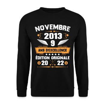 Novembre 2013 Idée Cadeau D'anniversaire 9 Ans - Sweat-shirt Unisexe - noir - Devant - Alina (178cm) & Michal (187cm)