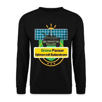 Grüne Panzer fahren mit Solarstrom - Unisex Pullover - Schwarz - Vorne - Alina (178cm) & Michal (187cm)