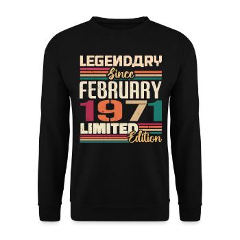 February 1971 Birthday Present February 1971 - Unisex Sweatshirt - black - Front - Alina (178cm) & Michal (187cm)