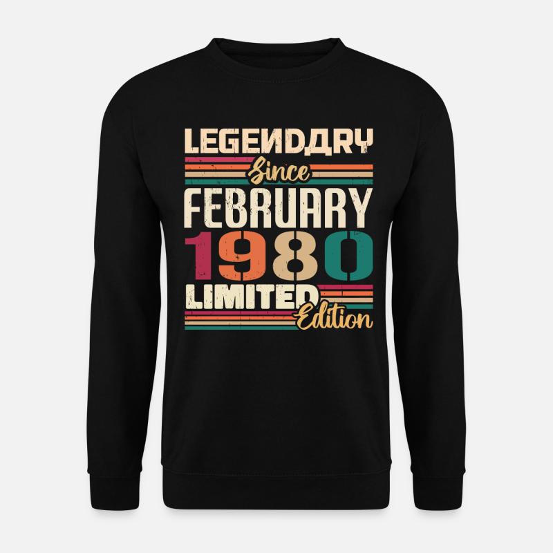 Februar 1980 Geburtstagsgeschenk Februar 1980 - Unisex Pullover - Schwarz