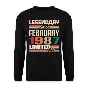February 1987 birthday present February 1987 - Unisex Sweatshirt - black - Front - Alina (178cm) & Michal (187cm)