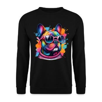 Art coloré de bouledogue Français - Sweat-shirt Unisexe - noir - Devant - Alina (178cm) & Michal (187cm)