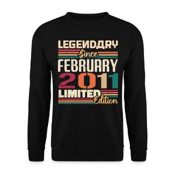 February 2011 Birthday Present February 2002 - Unisex Sweatshirt - black - Front - Alina (178cm) & Michal (187cm)