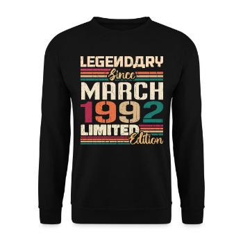 Mars 1992 Vintage Born Vintage Anniversaire - Sweat-shirt Unisexe - noir - Devant - Alina (178cm) & Michal (187cm)
