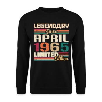 Legends are born in April 1965 - 1965 - Unisex Sweatshirt - black - Front - Alina (178cm) & Michal (187cm)