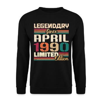 Legenden Werden Im April 1990 Geboren - 1990 - Unisex Pullover - Schwarz - Vorne - Alina (178cm) & Michal (187cm)