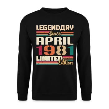 Legenden Werden Im April 1981 Geboren - 1981 - Unisex Pullover - Schwarz - Vorne - Alina (178cm) & Michal (187cm)