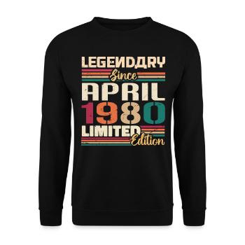 Legenden Werden Im April 1980 Geboren - 1980 - Unisex Pullover - Schwarz - Vorne - Alina (178cm) & Michal (187cm)