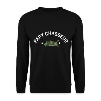 Cadeau papy chasseur chasse sanglier - Sweat-shirt Unisexe - noir - Devant - Alina (178cm) & Michal (187cm)