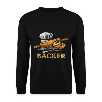 Bäcker Backen - Unisex Pullover - Schwarz - Vorne - Alina (178cm) & Michal (187cm)