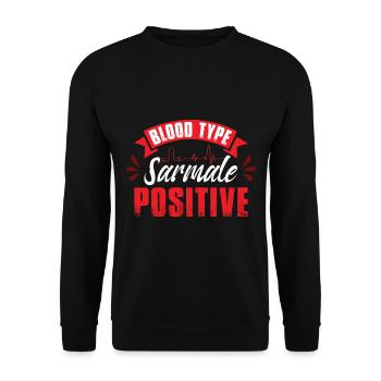 Blutgruppe Sarmale positiv - Unisex Pullover - Schwarz - Vorne - Alina (178cm) & Michal (187cm)