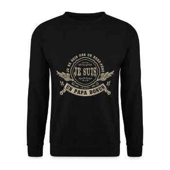 Beau-Père | Fête Des Pères | Papa Bonus - Sweat-shirt Unisexe - noir - Devant - Alina (178cm) & Michal (187cm)