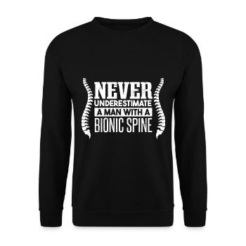 Ne sous-estimez jamais un homme avec une colonne vertébrale bionique - Sweat-shirt Unisexe - noir - Devant - Alina (178cm) & Michal (187cm)