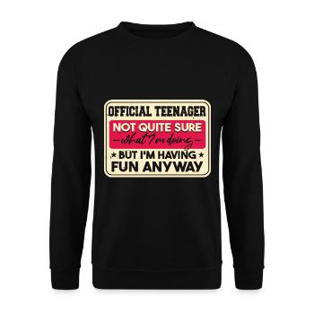 Lustiger offizieller Teenager - Unisex Pullover - Schwarz - Vorne - Alina (178cm) & Michal (187cm)