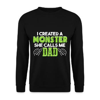 Lustige Tochter Papa Vatertag - Unisex Pullover - Schwarz - Vorne - Alina (178cm) & Michal (187cm)
