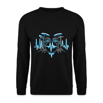 Cadeau Pour Batteur Battement De Coeur Batterie - Sweat-shirt Unisexe - noir - Devant - Alina (178cm) & Michal (187cm)