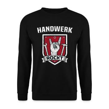 Handwerk rockt Handwerker Geschenk - Unisex Pullover - Schwarz - Vorne - Alina (178cm) & Michal (187cm)
